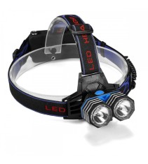Lanterna de cap cu 2 LED-uri CREE XM-L T6 Satelit, 4000 lumeni, reincarcabila, cu incarcare USB