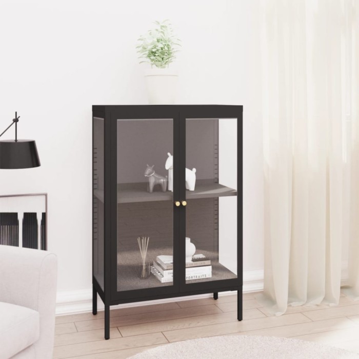 vidaXL Servantă, negru, 75x35x105 cm, oțel și sticlă 336070