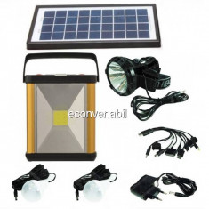 Kit Solar Lanterna LED, Frontala, 2 Becuri, 6V4Ah GDLite GD8032 foto