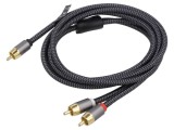 Cablu RCA 2m Aurit Negru/Gri