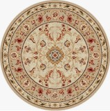 Covor Rotund Model Lotos 523-100, Bej, Crem, Inaltime Fir 8 mm, Marime 100 x 100 cm, Antialergic, Polipropilena, Living, Dormitor, Sufragerie, Birou