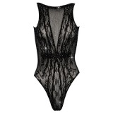 Neglijeuri - Cottelli Fantezie Body cu Strasuri Stralucitoare pe Toata Suprafata Aspect Brodat in Fata Small-Large