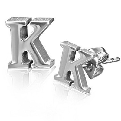 Cercei din oțel - litera K, cu șurub foto