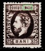 ✅ RO 1872 ,LP 37 ,&quot;Carol I cu barba- dant.&quot;,25 B sepia, frumos - urme de gumaj , varietate - pete si &quot;EINCI&quot; , nestampilat MH, Stampilat