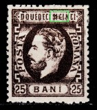 Cumpara ieftin ✅ RO 1872 ,LP 37 ,&quot;Carol I cu barba- dant.&quot;,25 B sepia, frumos - urme de gumaj , varietate - pete si &quot;EINCI&quot; , nestampilat MH
