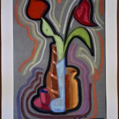Vaza cu flori - semnat B.Goransser