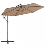Cumpara ieftin Umbrelă consolă de grădină cu st&acirc;lp din aluminiu, taupe, 300 cm