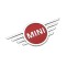 emblema spate MINI cooper metalica rosu cromat adeziv inclus 11.5 cm L - 5.3cm l