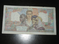 Bancnota 5.000 franci Franta 1946, stare buna foto