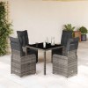 Gossi set bistro de gradina cu perne, 5 piese, gri, poliratan