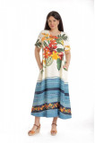 Rochie Dama Lunga cu Buzunare, Multicolor cu model Floral - XL