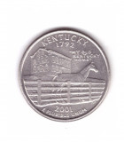 Moneda SUA 25 centi/quarter dollar 2001 P, Kentucky 1792, stare buna, curata, America de Nord, Cupru-Nichel