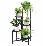 Suport pentru flori si ghivece cu 5 niveluri,structura metalica,polite rotunde cu margini inaltate si diametru de 20 cm,design modern industrial si
