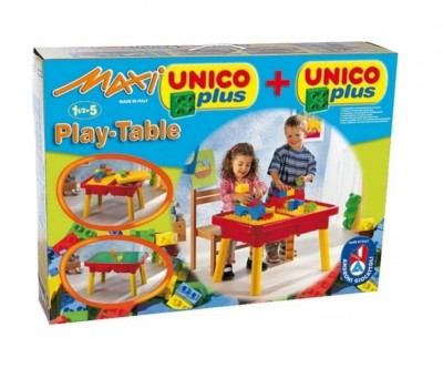 Set masuta si cuburi de constructie, Unico Plus, 31 piese foto