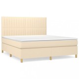 Cumpara ieftin Pat continental cu saltea, crem, 180x200 cm, textil
