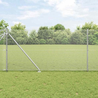 vidaXL &amp;Icirc;ngrădire cu st&amp;acirc;lpi Argintiu 1.4 x 25 m Oțel foto