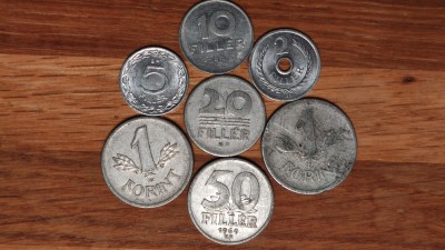 R10 Ungaria - set de colectie aluminiu - 2 - 5 - 10 - 20 - 50 filler + 2 x 1 forint foto