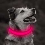 Zgarda reglabila LED pt caini sau animale de companie,ROZ,XS