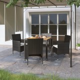 Cumpara ieftin Set mobilier grădină, 5 piese, negru, poliratan și lemn acacia
