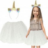 Costum carnaval Unicorn 2 piese, bentita si fustita, Oem