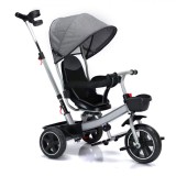 Tricicleta Copii 3in1 cu Scaun Rotativ, Gri, Cadru Oțel, Roți EVA, 1-6 Ani, Max 50kg