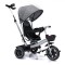 Tricicletă Copii 3in1, Scaun Rotativ, Gri, Roți EVA, Cadru Oțel