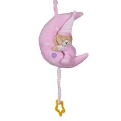 Jucarie muzicala pentru patut si carut,Ursuletul somnoros,Roz,24 cm