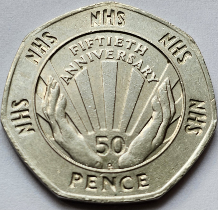 50 pence 1998 Marea Britanie, NHS 50th Anniversary, km#996