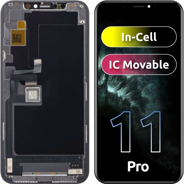 Display cu Touchscreen JK pentru Apple iPhone 11 Pro, cu Rama, Versiune LCD In-Cell IC Movable, Negru
