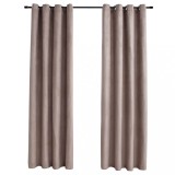 Cumpara ieftin Draperii opace cu inele metalice, 2 buc., gri taupe, 140x175 cm