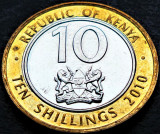 Cumpara ieftin Moneda exotica bimetal 10 SHILLINGS - KENYA, anul 2010 *cod 475 = A.UNC, Africa