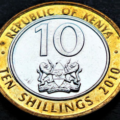 Moneda exotica bimetal 10 SHILLINGS - KENYA, anul 2010 *cod 475 = A.UNC