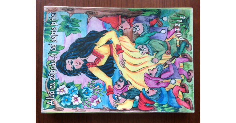 ALBA CA ZAPADA SI CEI SAPTE PITICI joc educativ puzzle pentru copii cu ...