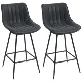 HOMCOM Set de 2 scaune &icirc;nalte, scaune rotative 68 cm cu spătar pentru insula de bucătărie, sufragerie, Negru | Aosom Romania