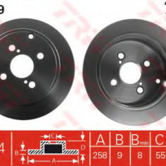 Disc frana TOYOTA COROLLA (CDE12, ZZE12, NDE12, ZDE12) (2001 - 2007) TRW DF4379