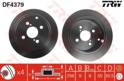 Disc frana TOYOTA COROLLA (CDE12, ZZE12, NDE12, ZDE12) (2001 - 2007) TRW DF4379 foto