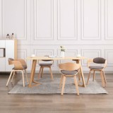 VidaXL Scaune de bucătărie, 4 buc., gri taupe, lemn curbat și textil
