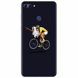Husa silicon pentru Huawei Y9 2018, ET Riding Bike Funny Illustration