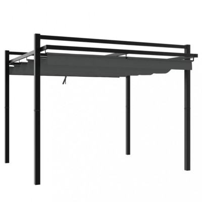 Foisor de gradina acoperis retractabil antracit 3x3 m aluminiu foto