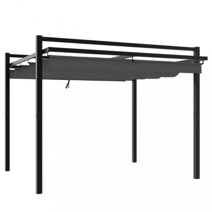 Foisor de gradina acoperis retractabil antracit 3x3 m aluminiu