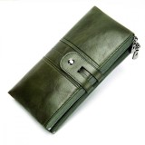 Cumpara ieftin Portofel dama, BUSY LDY&amp;GTM&reg; Gaya, piele naturala, antiscanare carduri RFID, compartiment smartphone, sloturi sim si memory card, verde