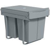 HOMCOM Coș de gunoi retractabil sub chiuvetă, 2 găleți de 20L, Gri | Aosom Romania