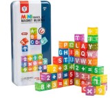 Set educativ cuburi magnetice cu litere și cifre 40 piese cutie de transport