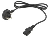 Cablu alimentare POS 3x0,75mm&sup2; H03VV-F IEC C13 mamă - BS 1363 (G) mufă, 1,2m negru