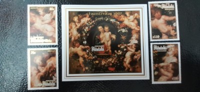 Aitutaki-Craciun 1987,figuri religie-,picturi Rubens-serie completa si colita,nestampilate-MNH (W1) foto