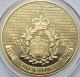 1 Crown 2017 Gibraltar, House of Windsor Coat of Arms; Gold Plated , Bunc, Capsula., km#1595