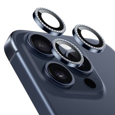 Folie camera pentru iphone 15 pro / 15 pro max esr lens protector tempered glass, rhinestone foto