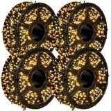 Cumpara ieftin Set 4 Instalatii Liniare Tip Rola, 4x50m, LED Alb Cald, 8 Jocuri de Lumini, Fir Negru, IP44, Iluminat Profesional Interior/Exterior, Decor Festiv, Ali