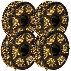 Set 4 Instalatii Liniare Tip Rola, 4x50m, LED Alb Cald, 8 Jocuri de Lumini, Fir Negru, IP44, Iluminat Profesional Interior/Exterior, Decor Festiv, Ali