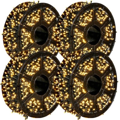 Set 4 Instalatii Liniare Tip Rola, 4x50m, LED Alb Cald, 8 Jocuri de Lumini, Fir Negru, IP44, Iluminat Profesional Interior/Exterior, Decor Festiv, Ali foto